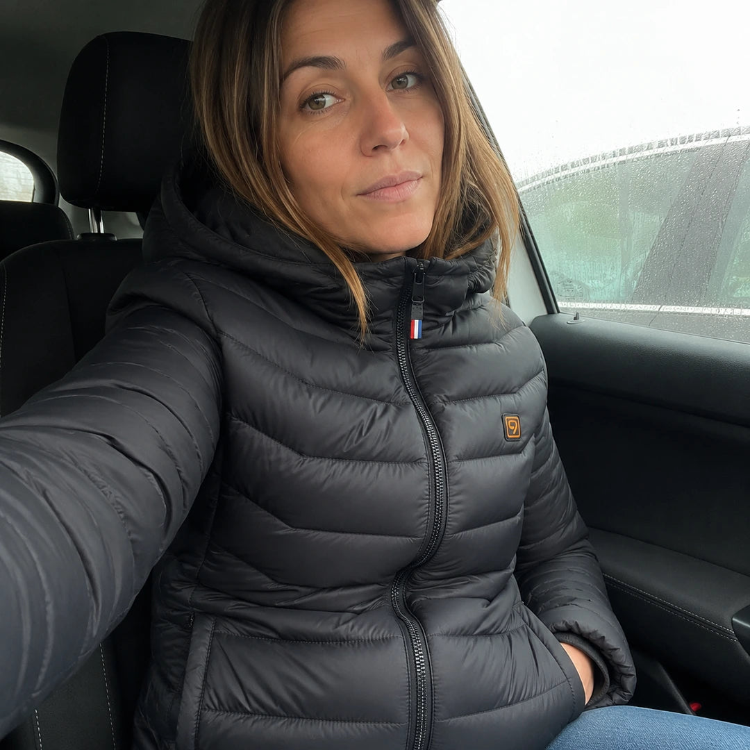 Photo client portant Doudoune chauffante Celsius 9 - Noir