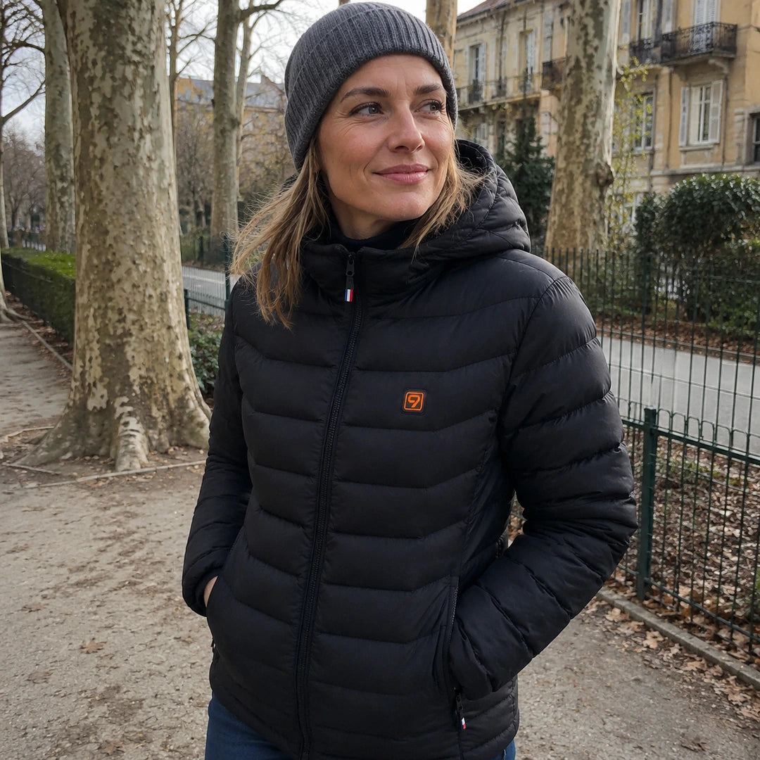 Photo client portant Doudoune chauffante Celsius 9 - Noir