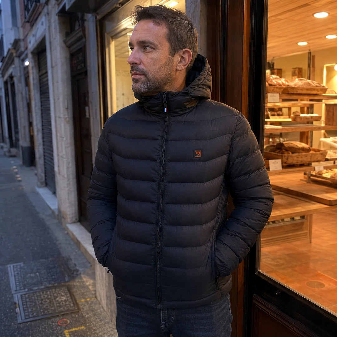 Photo client portant Doudoune chauffante Celsius 9 - Noir