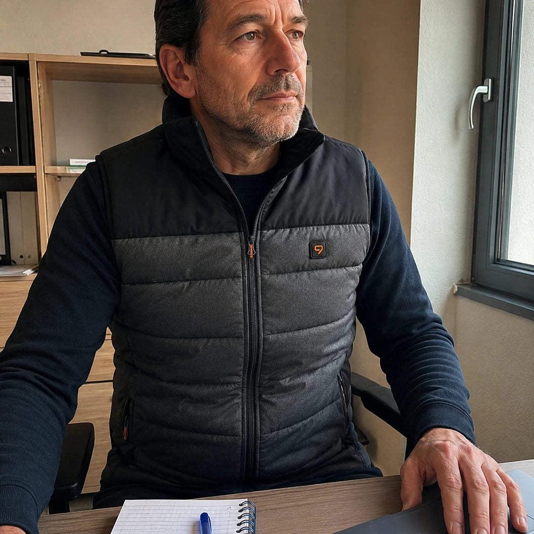 Photo client portant 9HEAT Core 11 - Gilet chauffant 11 zones Unisexe