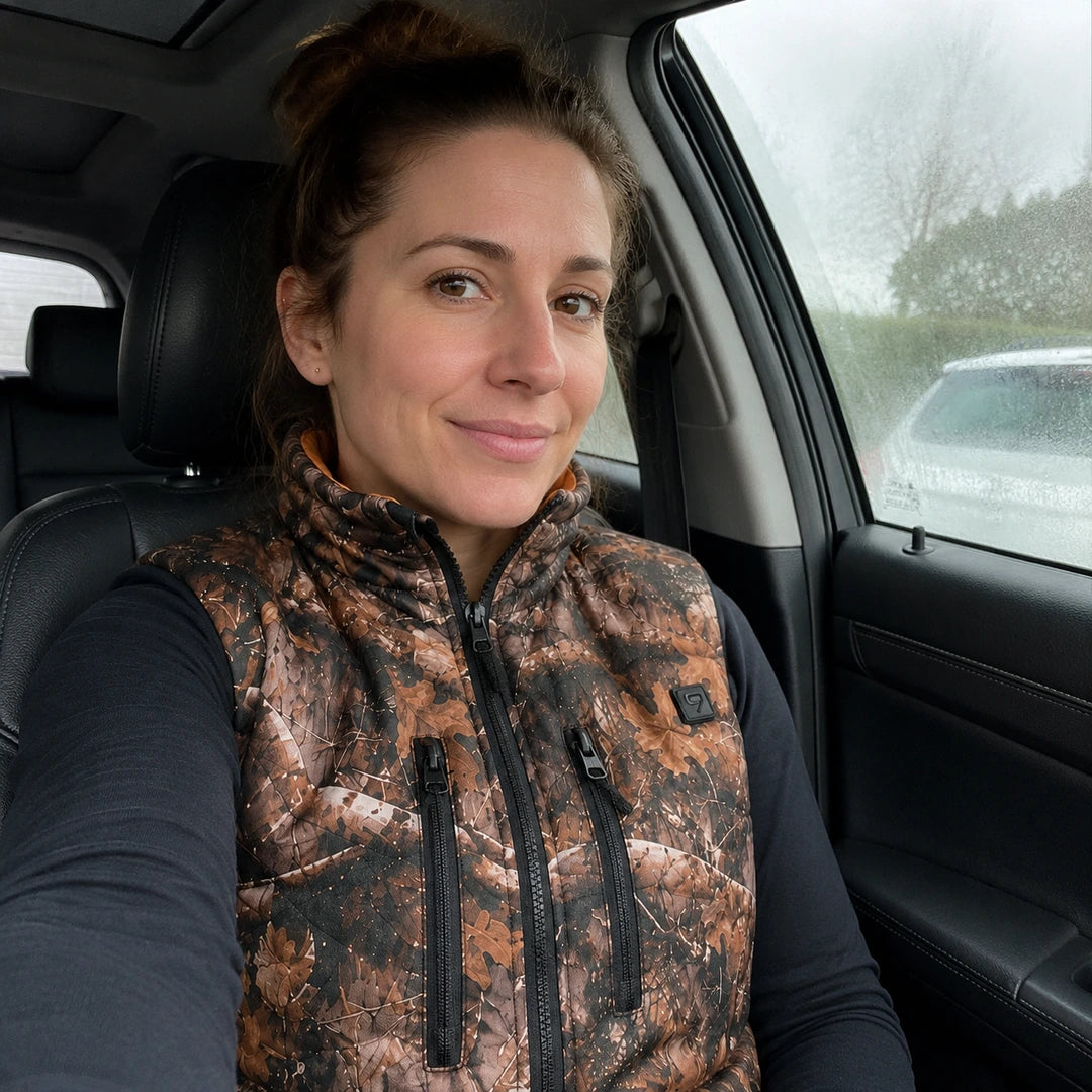 Photo client portant 9HEAT Forest C8 - Gilet chauffant camouflage