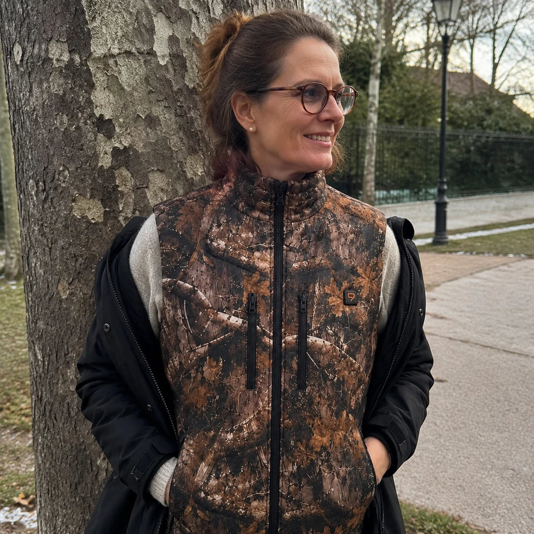 Photo client portant 9HEAT Forest C8 - Gilet chauffant camouflage