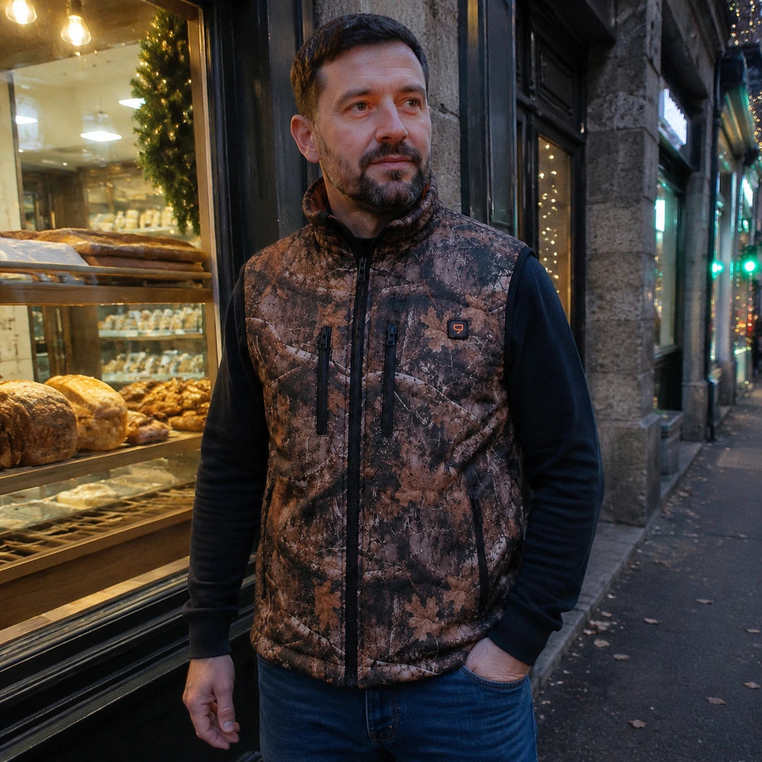 Photo client portant 9HEAT Forest C8 - Gilet chauffant camouflage