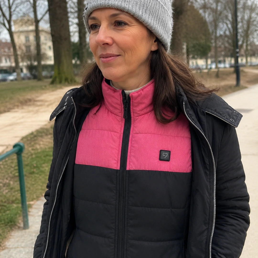 Photo client portant 9HEAT Duo 17 - Gilet chauffant double réglage Unisexe