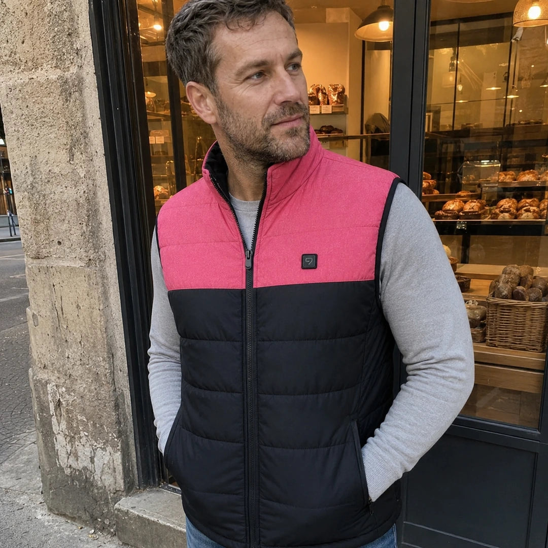 Photo client portant 9HEAT Duo 17 - Gilet chauffant double réglage Unisexe