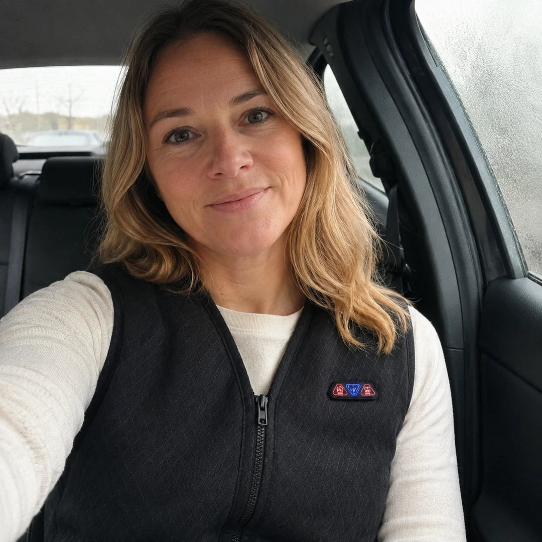 Photo client portant Gilet chauffant fin unisexe - Thermo V8