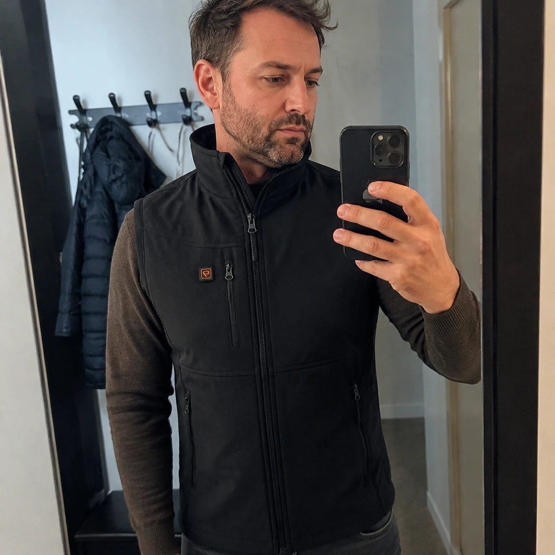 Photo client portant Gilet chauffant outdoor unisexe - Trail V6