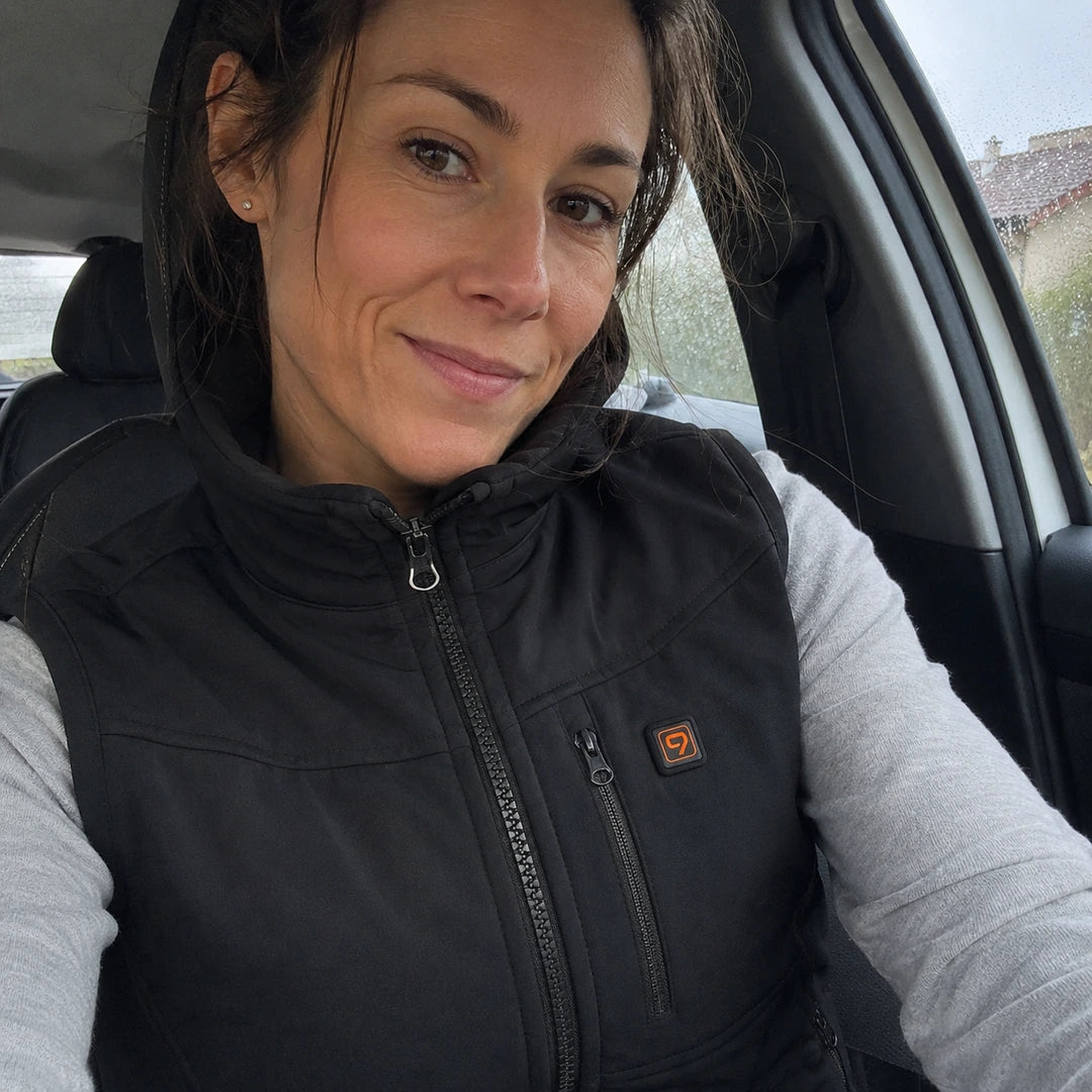 Photo client portant Gilet chauffant outdoor unisexe - Trail V6