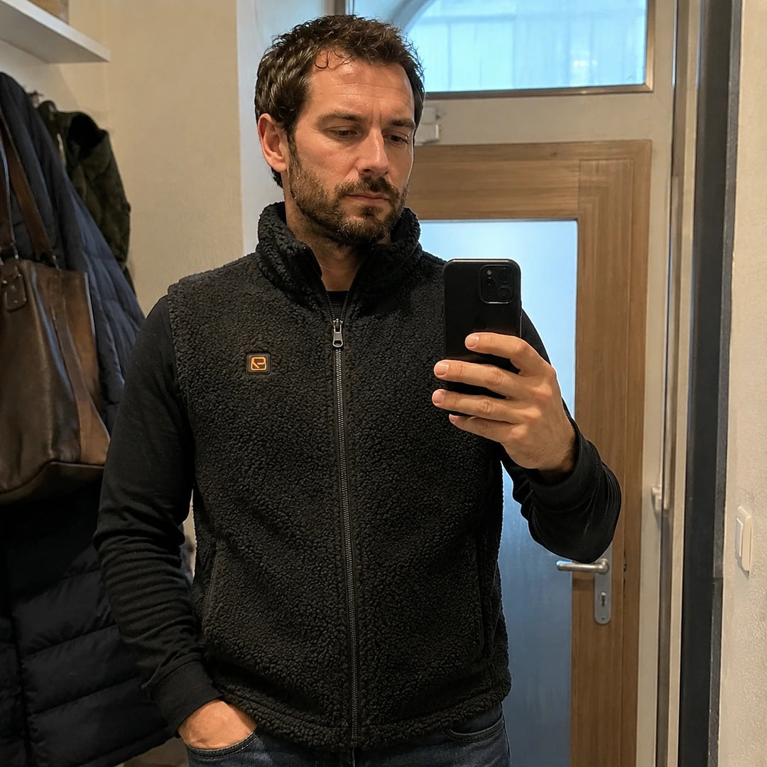 Photo client portant 9HEAT Boreal 8 - Gilet polaire chauffant Unisexe