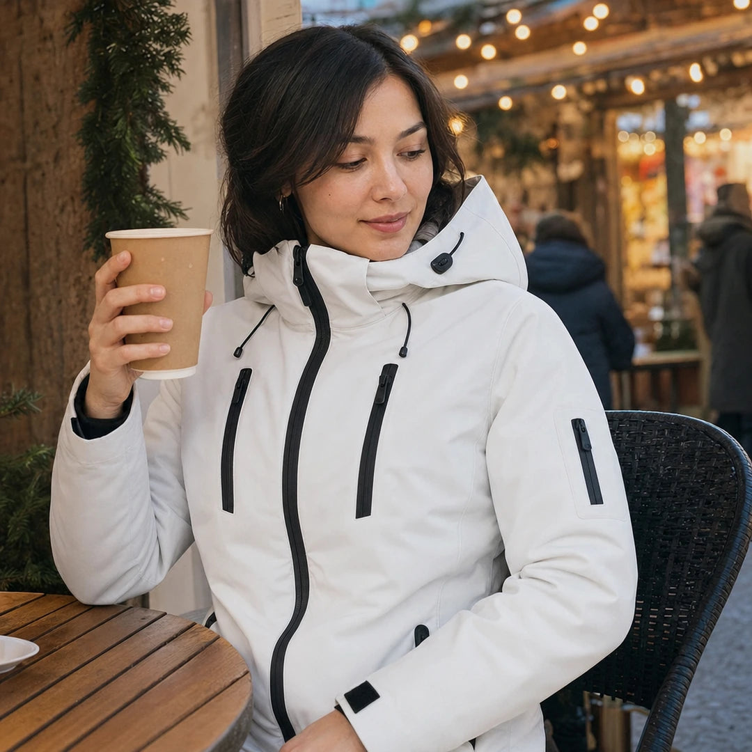 Photo client portant 9HEAT Glacier Pro 8 - Parka chauffante Femme