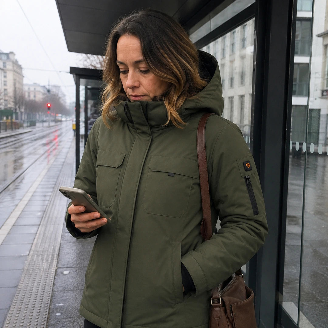 Photo client portant 9HEAT Alpine 50 - Parka chauffante Femme