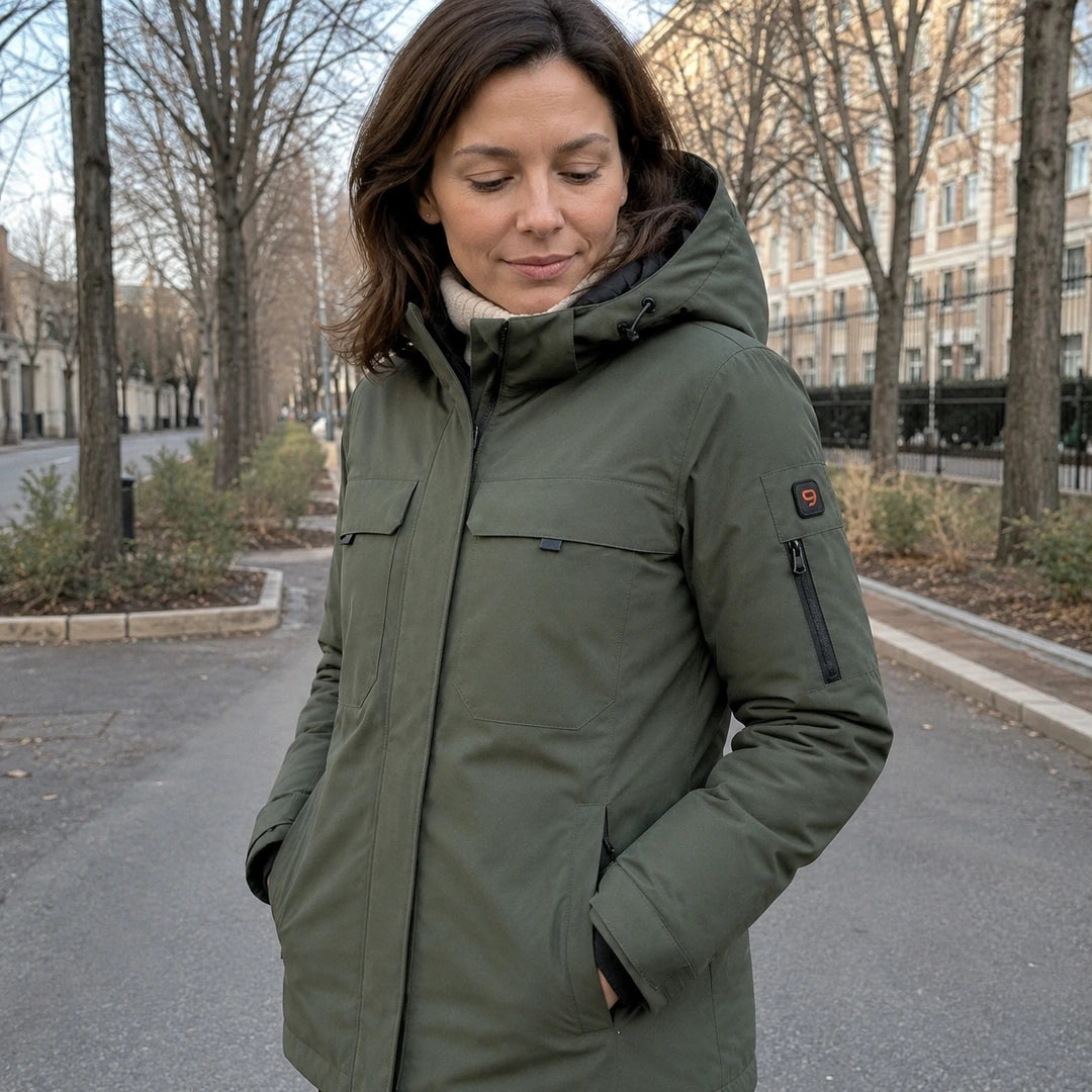 Photo client portant 9HEAT Alpine 50 - Parka chauffante Femme