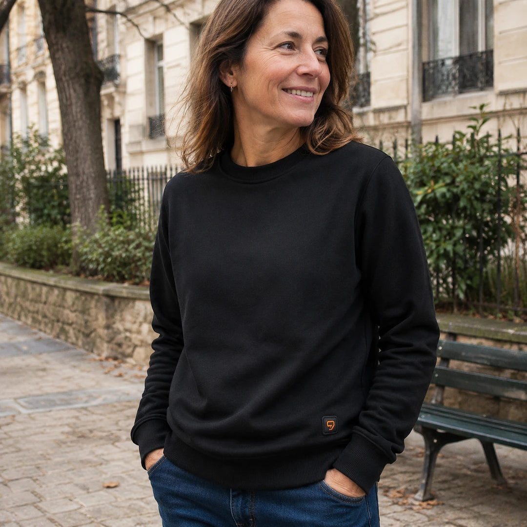 Photo client portant 9HEAT Pull X7 - Sweat chauffant col rond Unisexe
