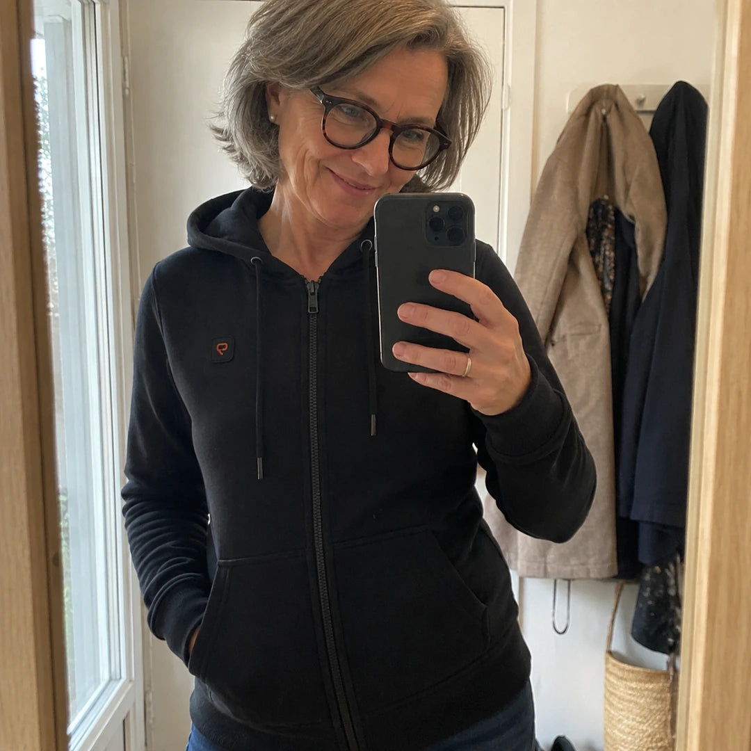 Photo client portant 9HEAT Zip 6 - Sweat zippé chauffant Femme