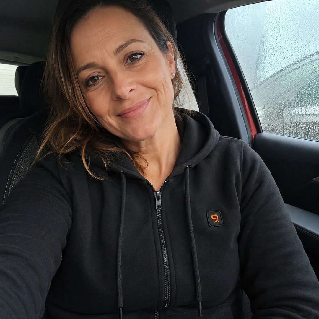 Photo client portant 9HEAT Zip 6 - Sweat zippé chauffant Femme