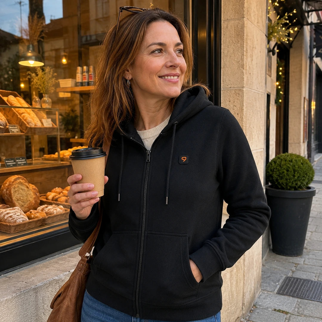 Photo client portant 9HEAT Zip 6 - Sweat zippé chauffant Femme