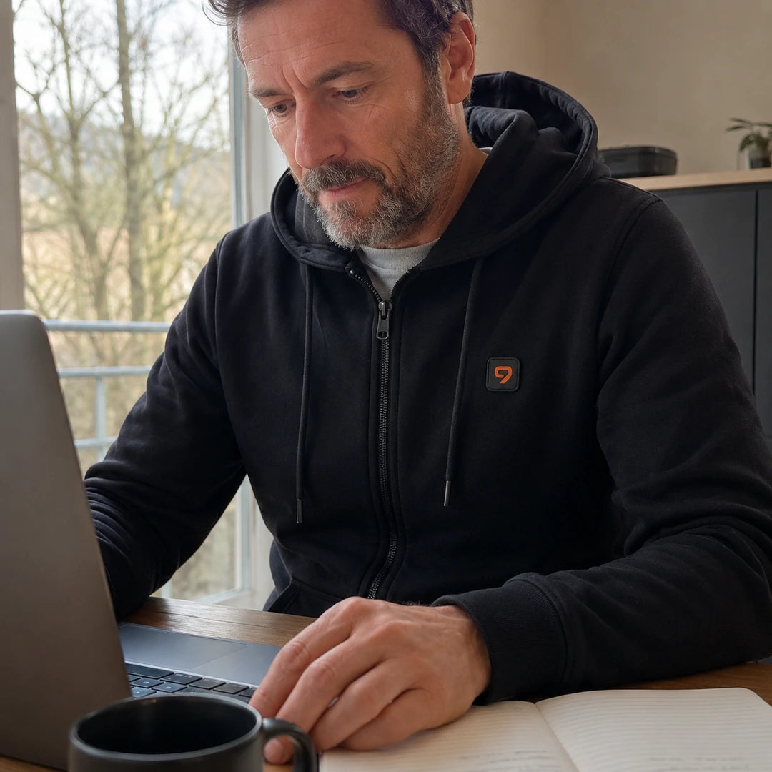 Photo client portant 9HEAT Zip 6 - Sweat zippé chauffant Homme