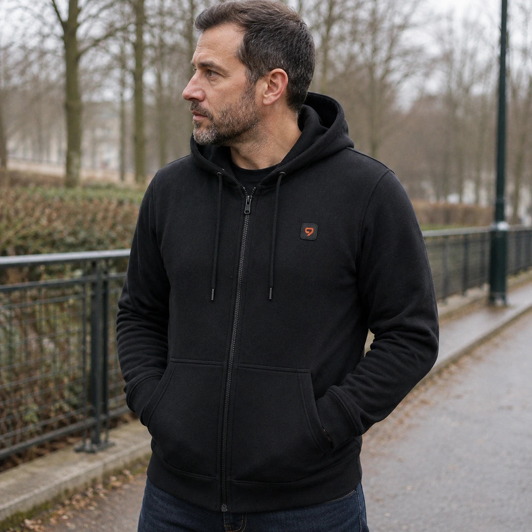 Photo client portant 9HEAT Zip 6 - Sweat zippé chauffant Homme