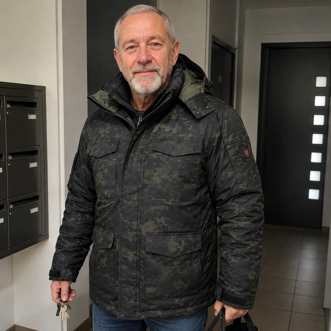 Photo client portant 9HEAT Ranger 8 - Veste chauffante Homme Camouflage