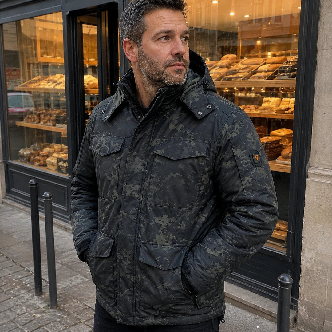 Photo client portant 9HEAT Ranger 8 - Veste chauffante Homme Camouflage