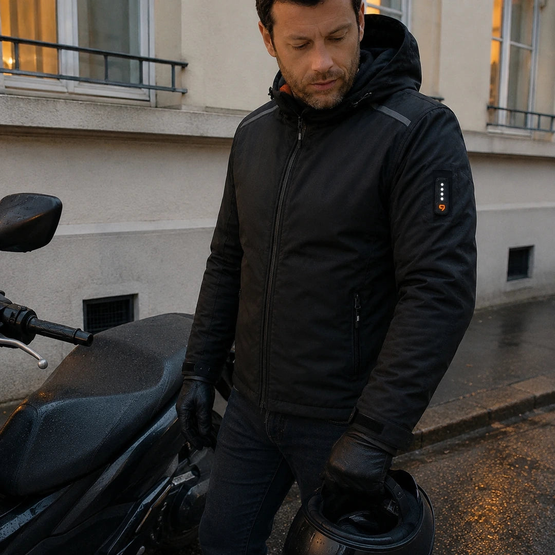 Photo client portant Veste moto chauffante homme - Rider 9