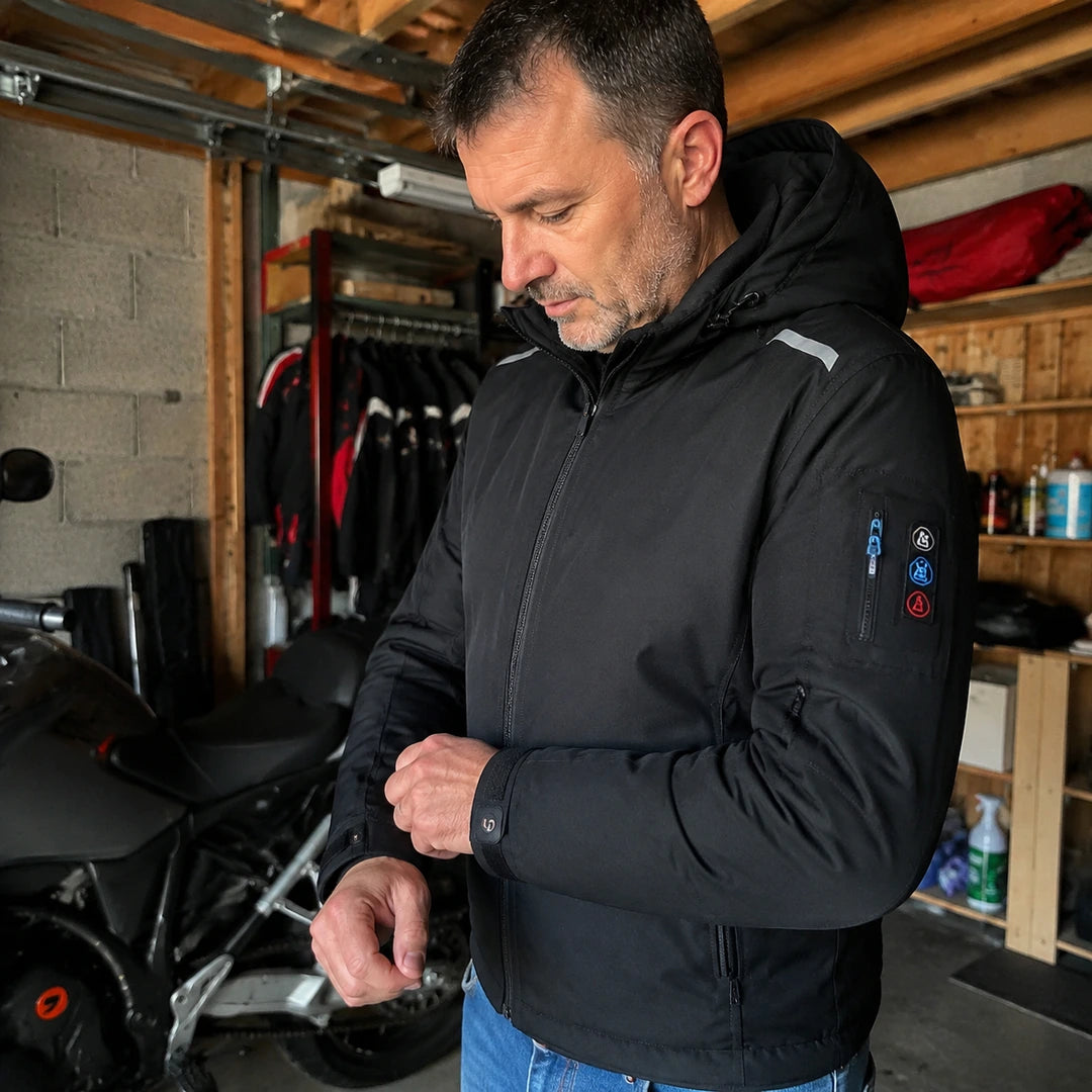 Photo client portant Veste moto chauffante homme - Rider 9
