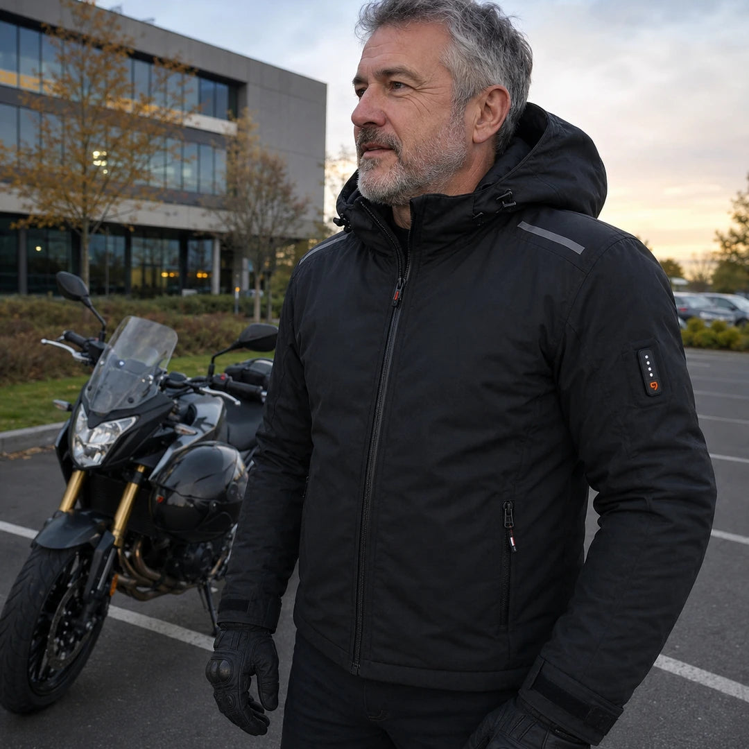 Photo client portant Veste moto chauffante homme - Rider 9