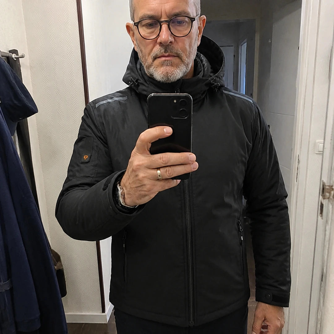 Photo client portant Veste moto chauffante homme - Rider 9