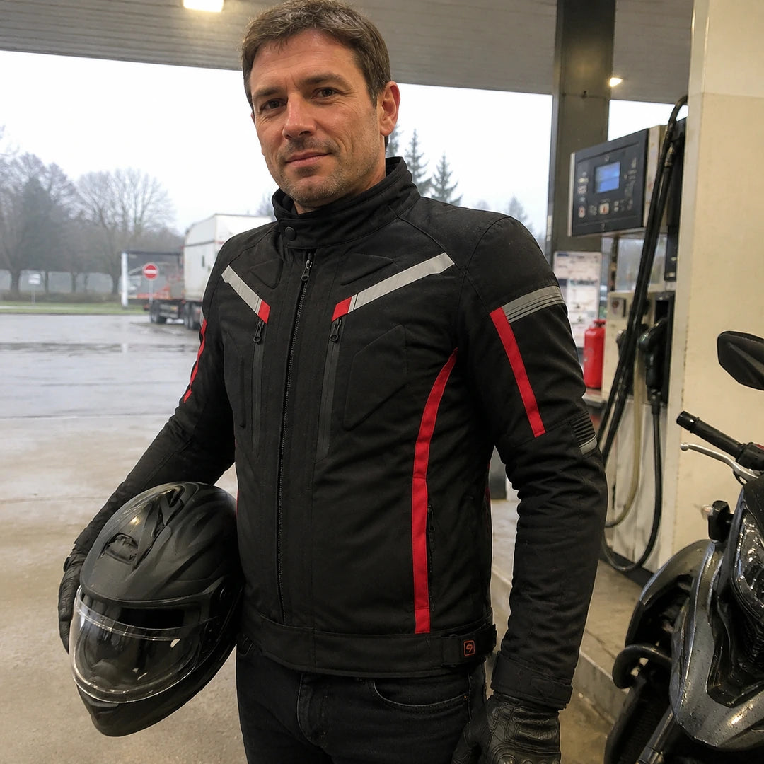 Photo client portant Veste moto chauffante homme - Road X9