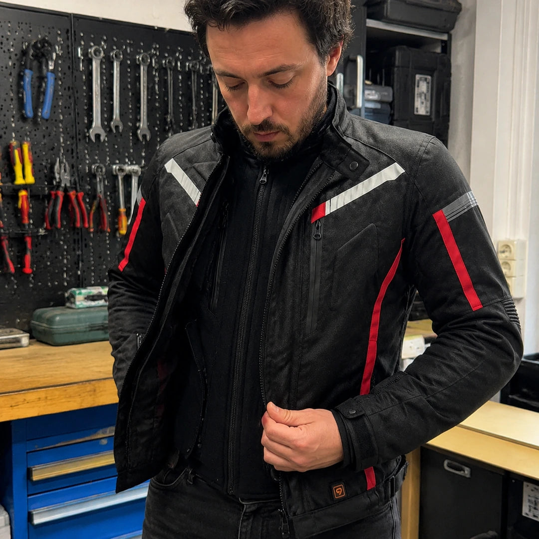 Photo client portant Veste moto chauffante homme - Road X9