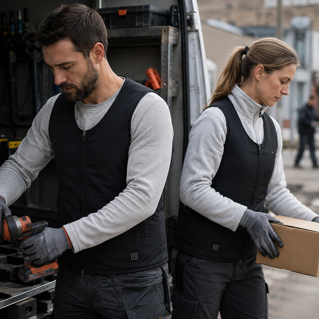 Sous une veste de travail