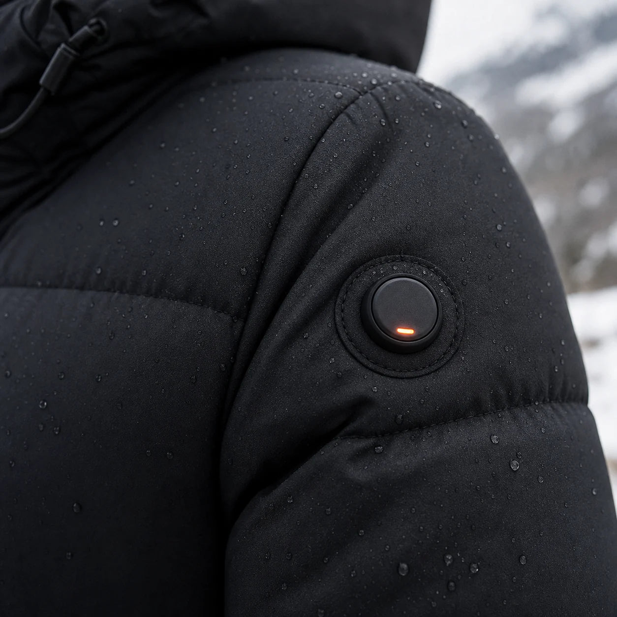 Bouton de contrôle discret sur un vêtement chauffant 9HEAT